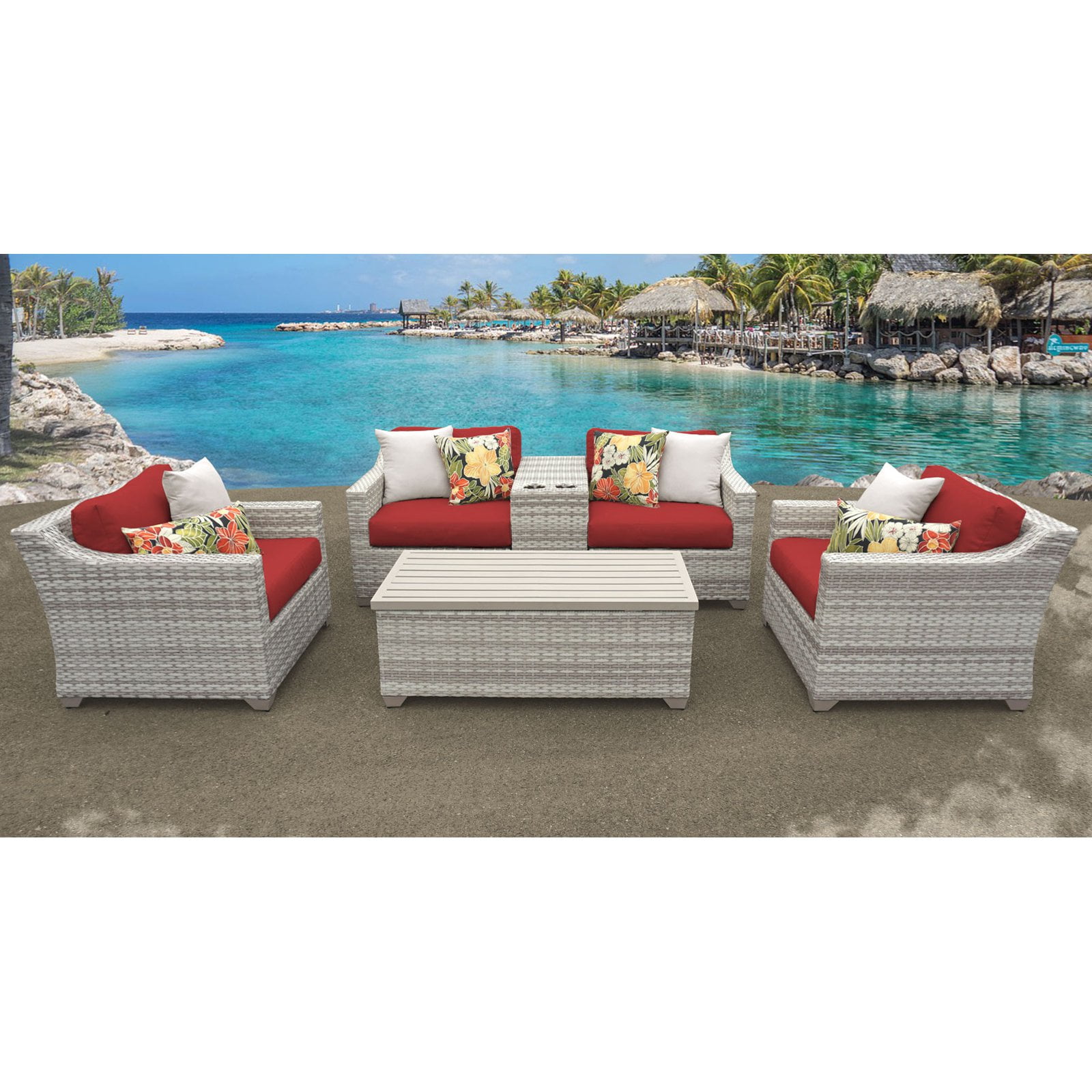 TK Classics Fairmont 06d Wicker 6 Piece Patio Conversation Set Walmart