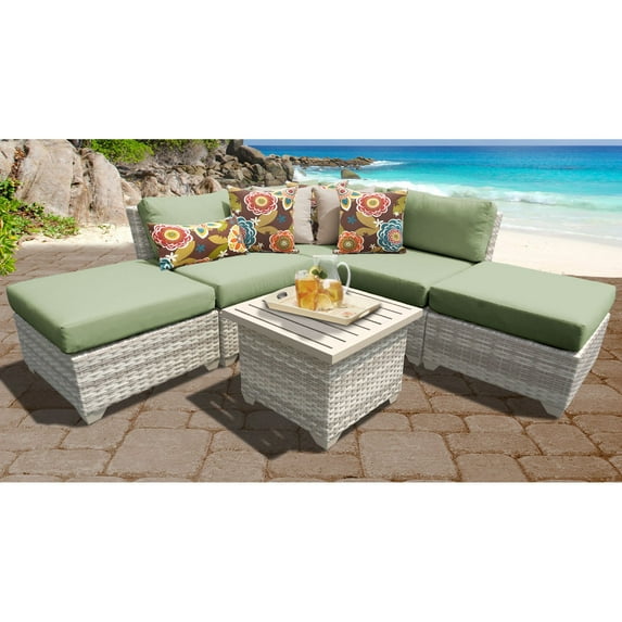 Fairmont 6 Piece Outdoor Wicker Patio Furniture Set 06f-Color:Cilantro