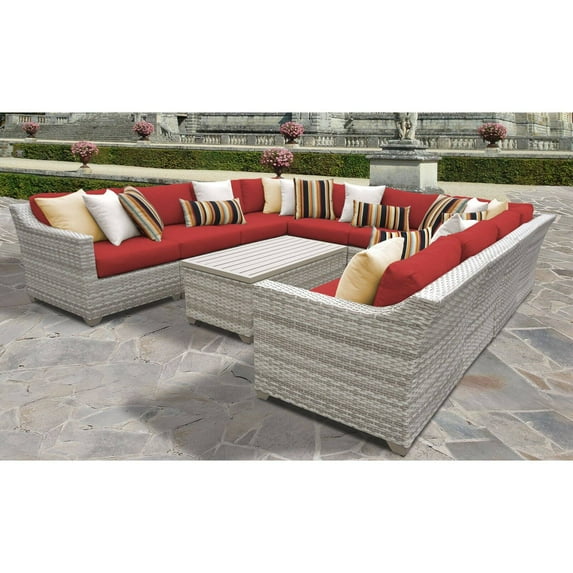 TK Classics FAIRMONT-11a-TERRACOTTA Fairmont 11 Piece Outdoor Wicker Patio Furniture Set, Terracotta