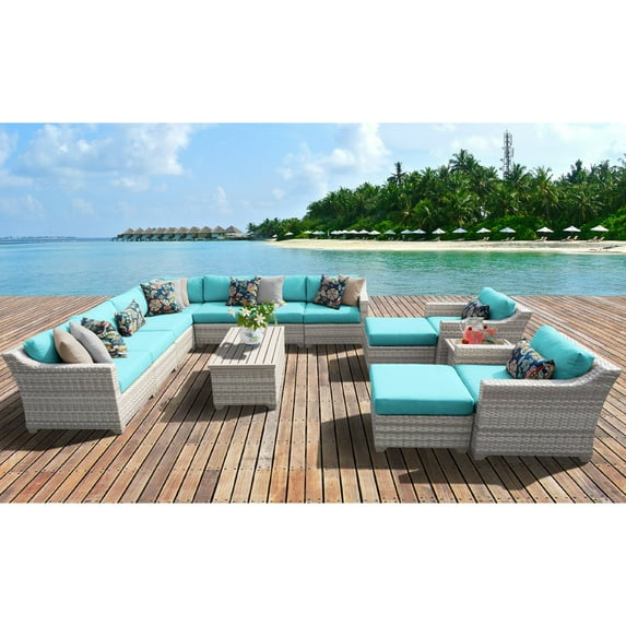 TK Classics Fairmont All-Weather Wicker 13 Piece Patio Conversation Set