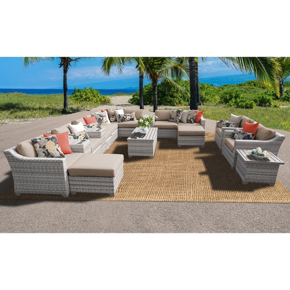 TK Classics Fairmont All-Weather Wicker 17 Piece Patio Conversation Set