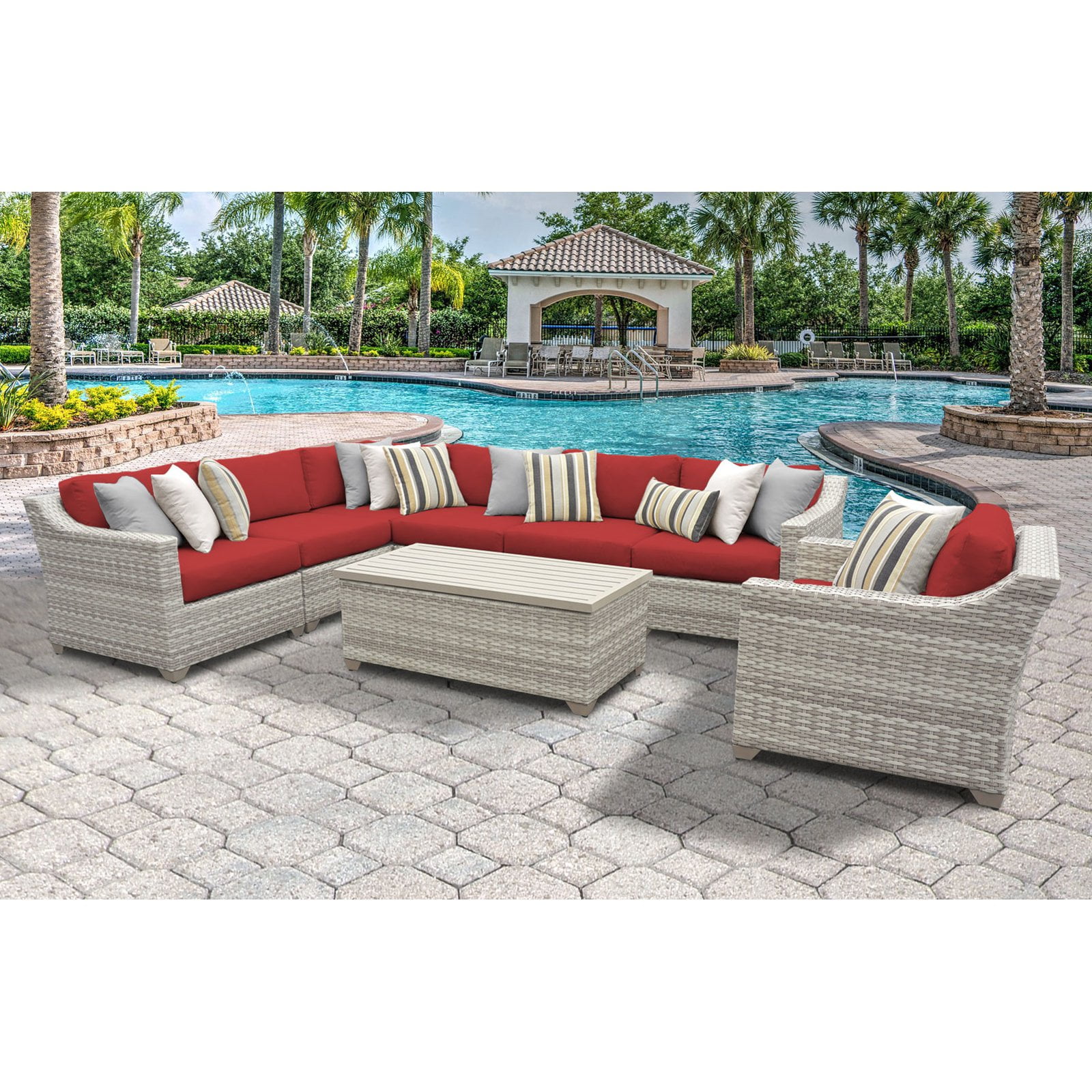 TK Classics Fairmont All Weather Wicker 8 Piece Corner Sectional