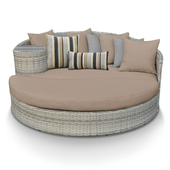 TK Classics FAIRMONT-WHEAT Fairmont Circular Sun Bed - Outdoor Wicker Patio Furniture, Wheat