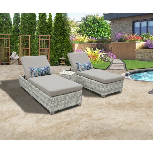 TK Classics Fairmont Reclining Sun Lounger Set with Table Set of 2
