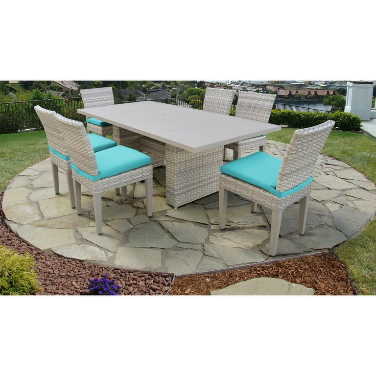 TK Classics Fairmont Wicker 7 Piece Patio Dining Set with Armless Chairs Walmart