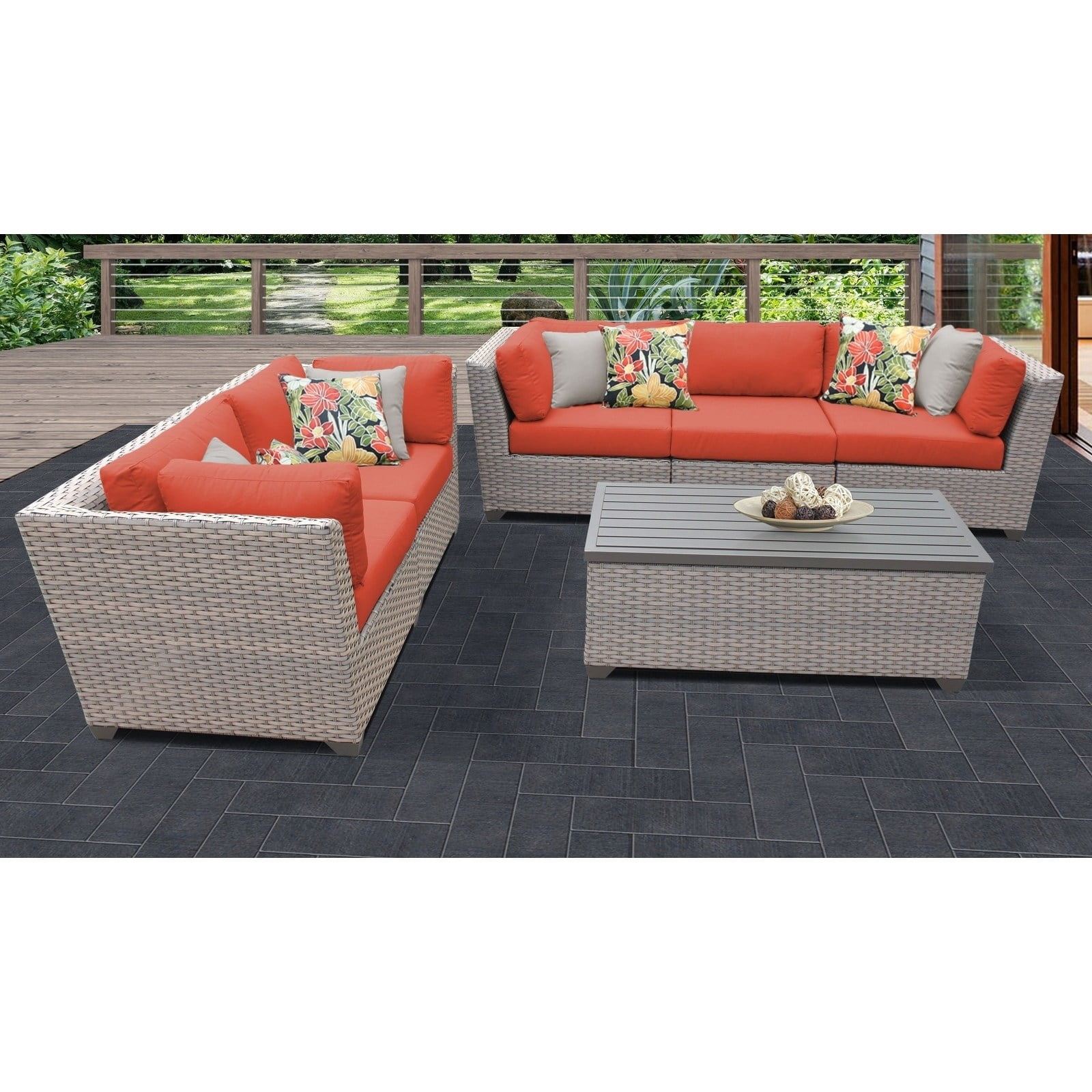 TK Classics Florence 6 Piece Outdoor Wicker Patio Furniture Set 06p ...