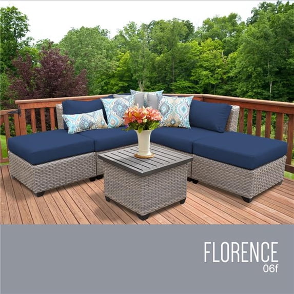 TK Classics Florence 6 Piece Outdoor Wicker Patio Furniture Set 06f