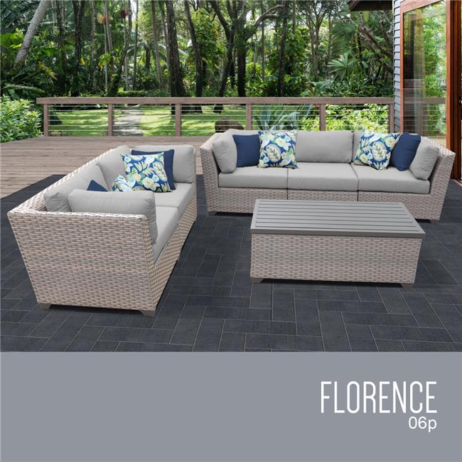 TK Classics Florence 6-Piece Wicker Patio Sofa Set in Gray - image 1 of 5