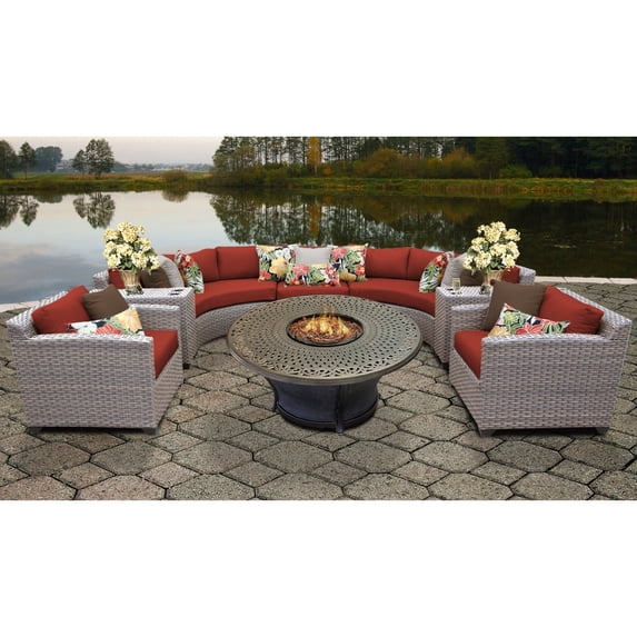 TK Classics Florence 8 Piece Outdoor Wicker Patio Furniture Set 08i