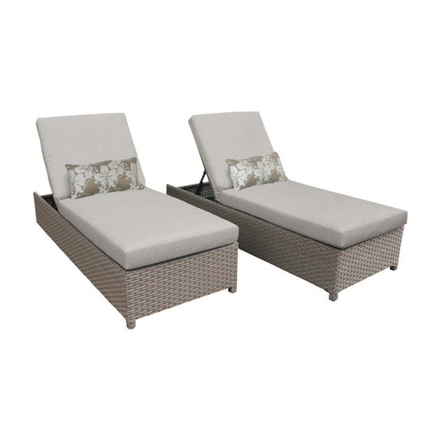 TK Classics Florence Wheeled Wicker Outdoor Chaise Lounge Chair - Set of 2