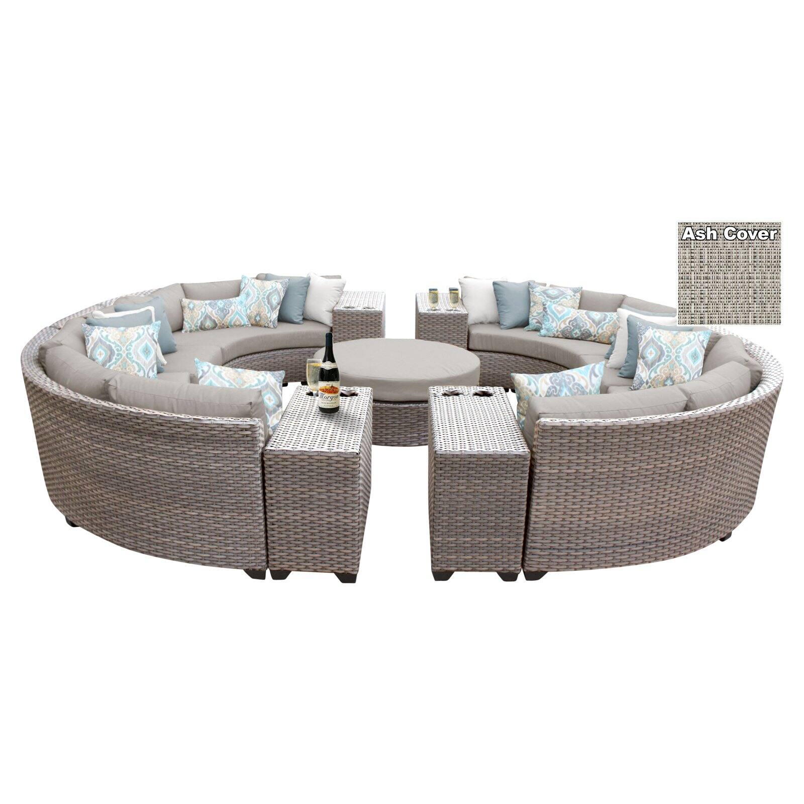 TK Classics Florence Wicker 11 Piece Patio Conversation Set with Coffee Table and 2 Sets of Cushion Covers - image 1 of 2