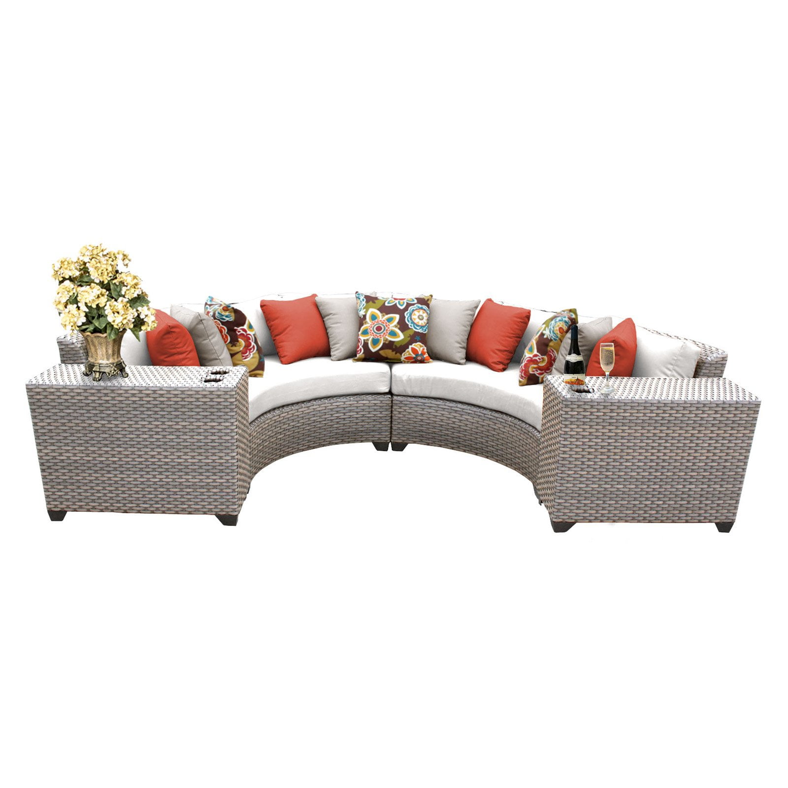 TK Classics Florence Wicker 4 Piece Patio Conversation Set with