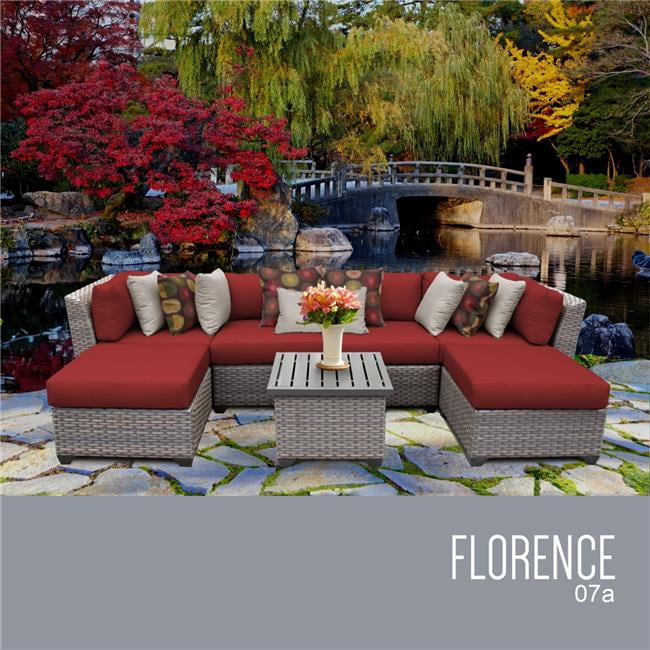 TK Classics Florence 7 Piece Outdoor Wicker Patio Furniture Set