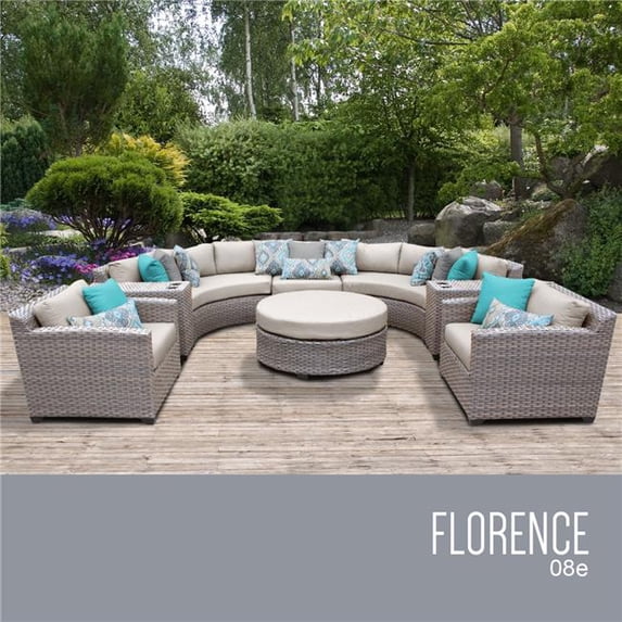 TK Classics FLORENCE-08e-BEIGE Florence Outdoor Wicker Patio Furniture Set 08e, Beige - 8 Piece