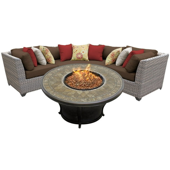 Florence 4 Piece Outdoor Wicker Patio Furniture Set 04e-Color:Cocoa