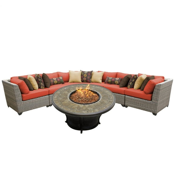 TK Classics Florence Wicker Patio Set with Balmoral Fire Pit Table