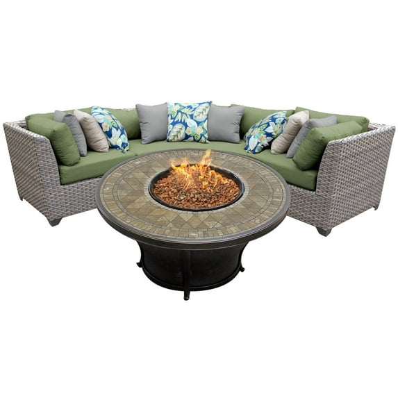 Florence 4 Piece Outdoor Wicker Patio Furniture Set 04e-Color:Cilantro
