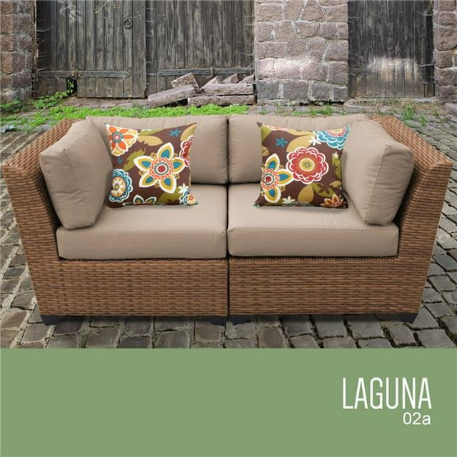 TK Classics LAGUNA-02a Laguna Outdoor Wicker Patio Furniture Set 02a&#44; Wheat - 2 Piece