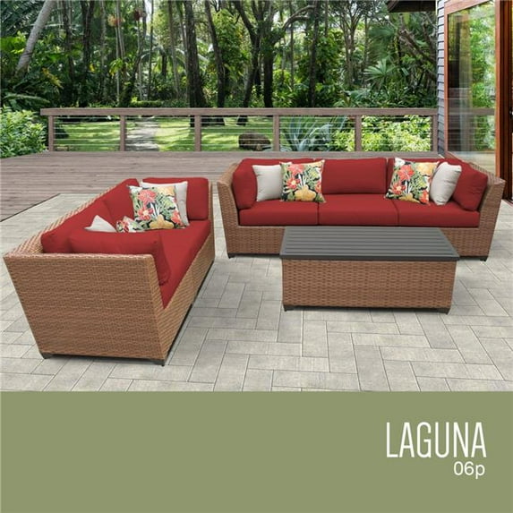 TK Classics LAGUNA-06p-TERRACOTTA 108 ft. Laguna 6 Piece Outdoor Wicker Patio Furniture Set, Terracotta