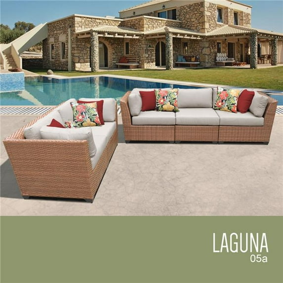 TK Classics Laguna 5 Piece Outdoor Wicker Patio Furniture Set 05a