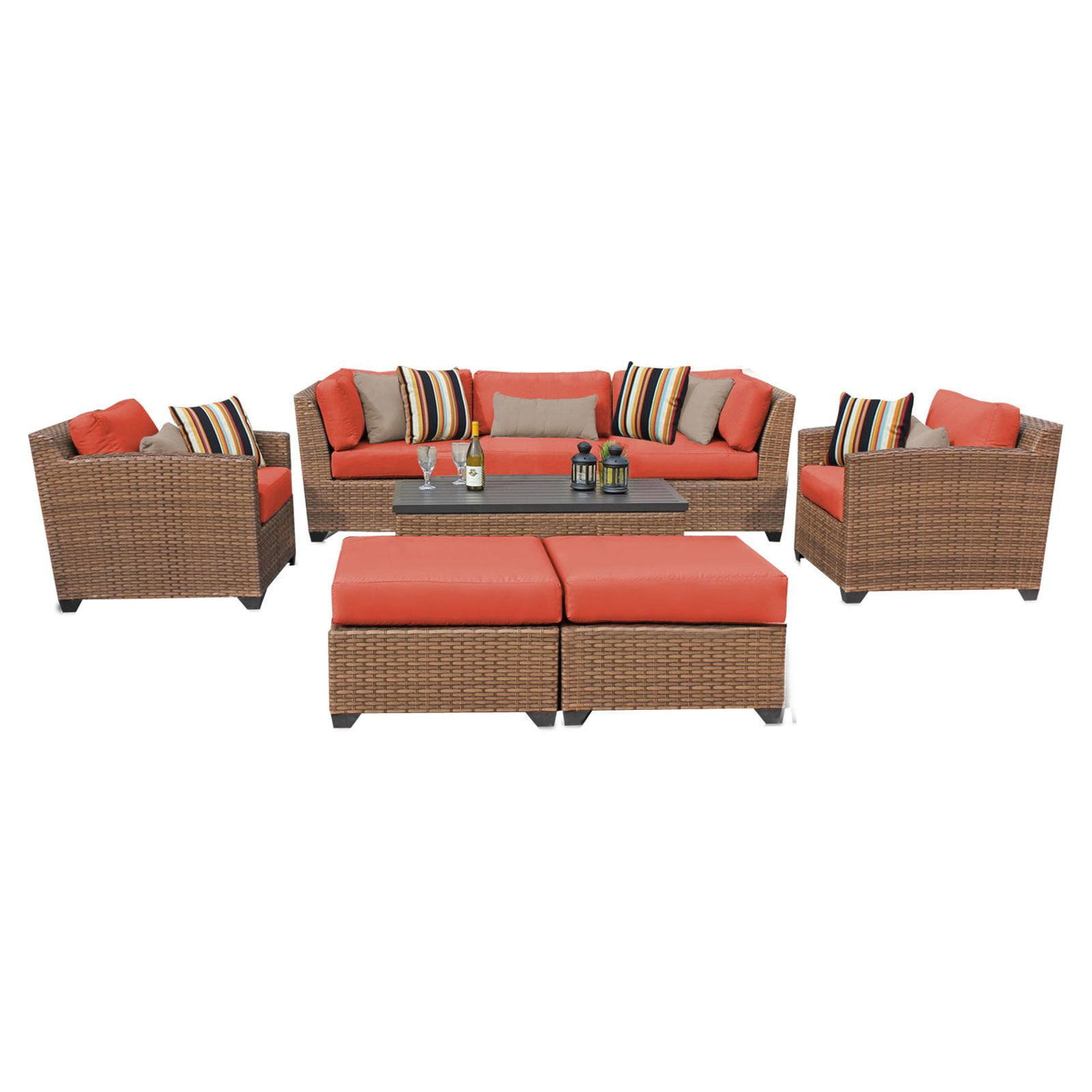 TK Classics Laguna 8 Piece Outdoor Wicker Patio Furniture Set 08c ...