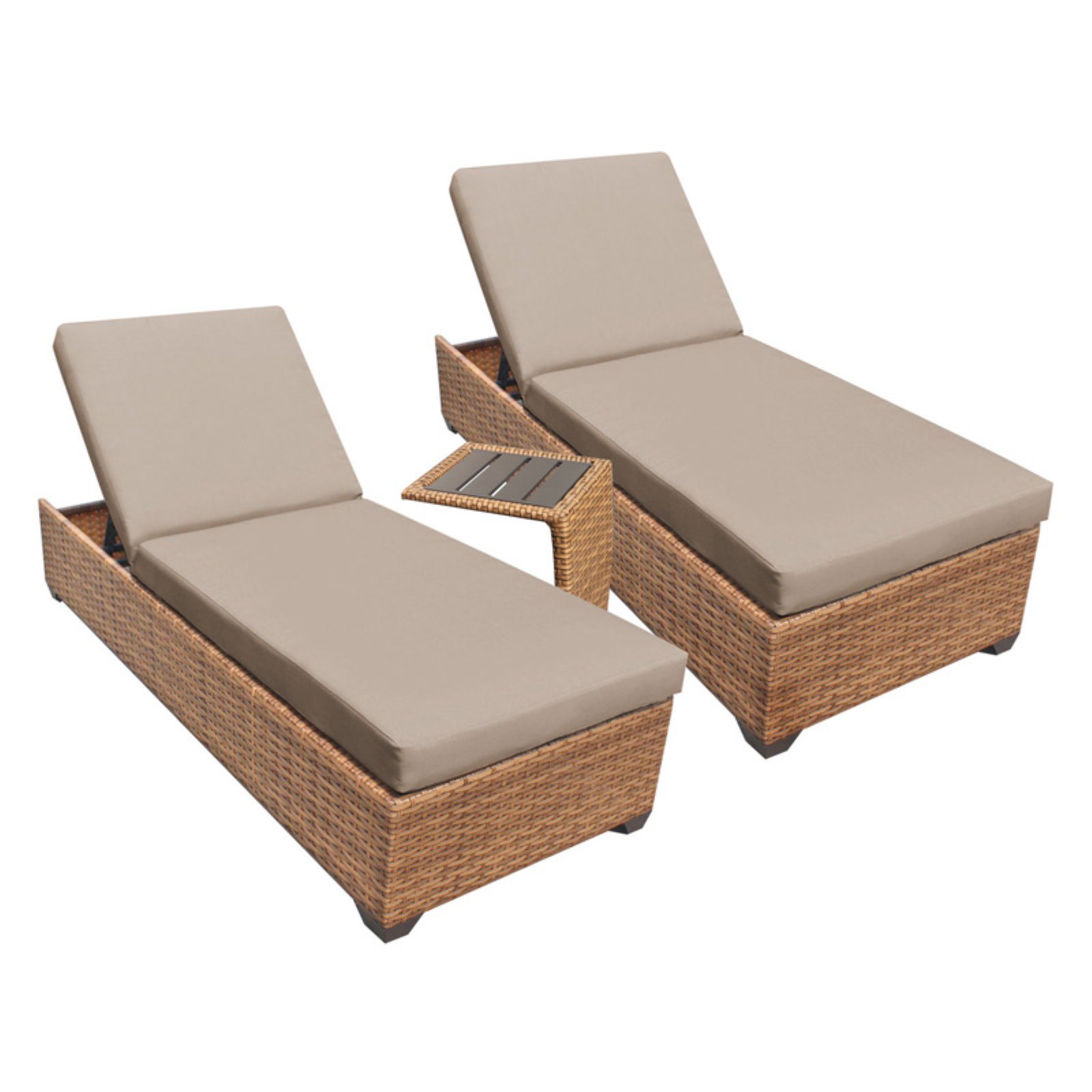 Laguna Chaise Set of 2 Outdoor Wicker Patio Furniture With Side Table - image 1 of 2