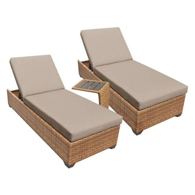 Laguna Chaise Set of 2 Outdoor Wicker Patio Furniture With Side Table
