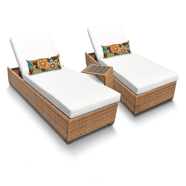 TK Classics Laguna Outdoor Chaise Lounge with Side Table - Set of 2 Chairs and Cushion Covers