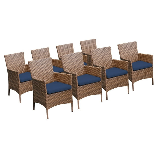 TK Classics Laguna Outdoor Dining Chairs - Set of 8 Chairs with 16 Cushion Covers