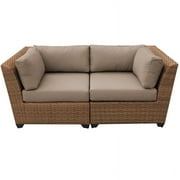 TK Classics Laguna Patio Wicker Loveseat in Tan