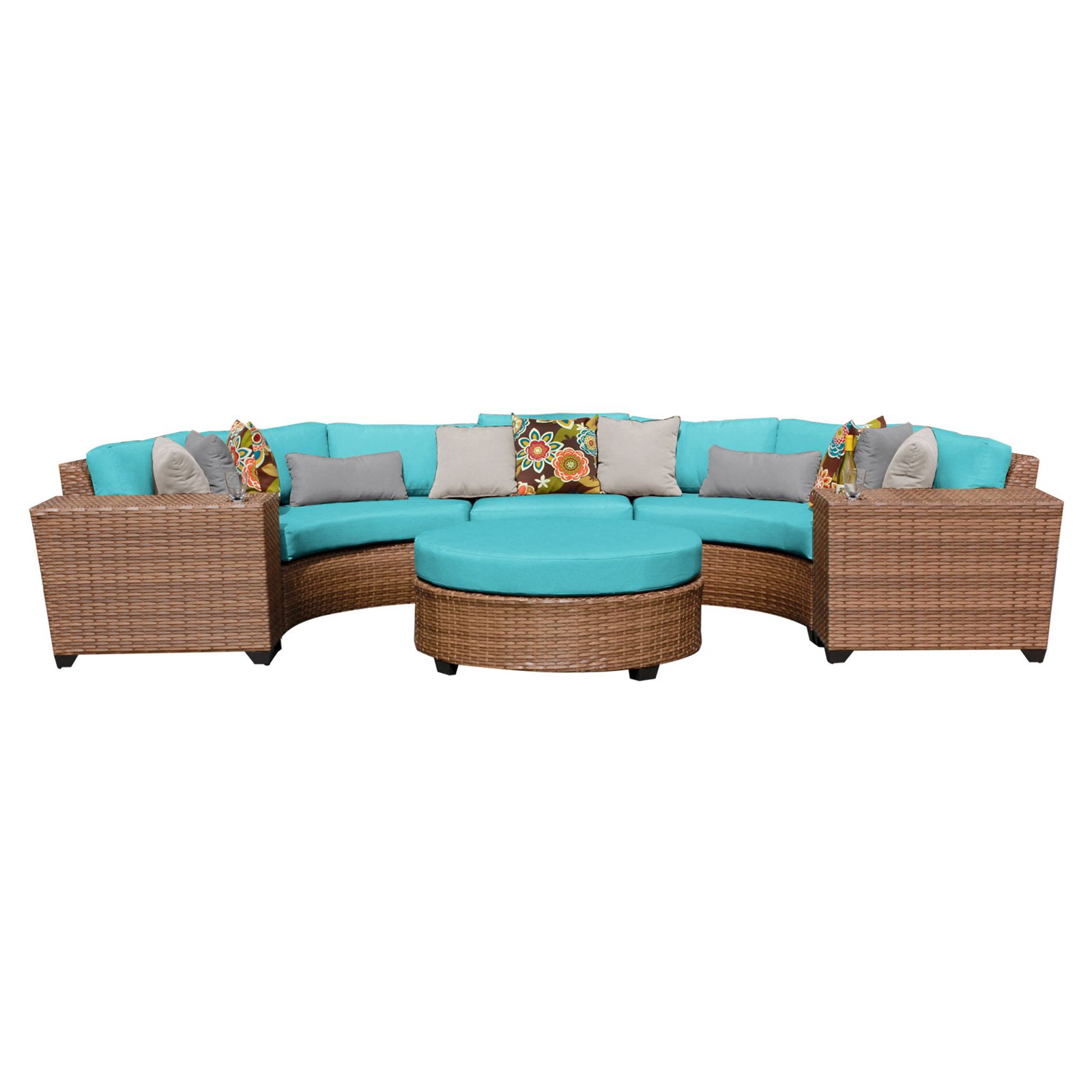 TK Classics Laguna Wicker 6 Piece Patio Conversation Set with Round Coffee Table and 2 Sets of Cushion Covers - image 1 of 3