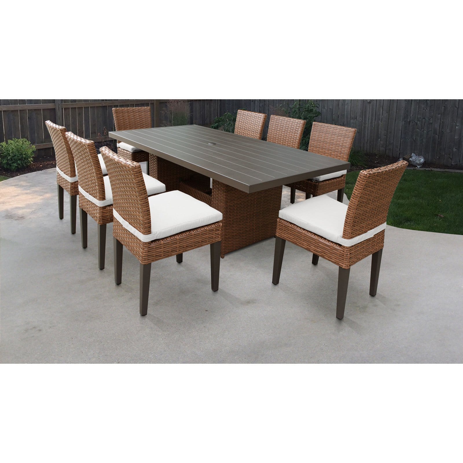 TK Classics Laguna Wicker 9 Piece Patio Dining Set with Armless Chairs - image 1 of 3