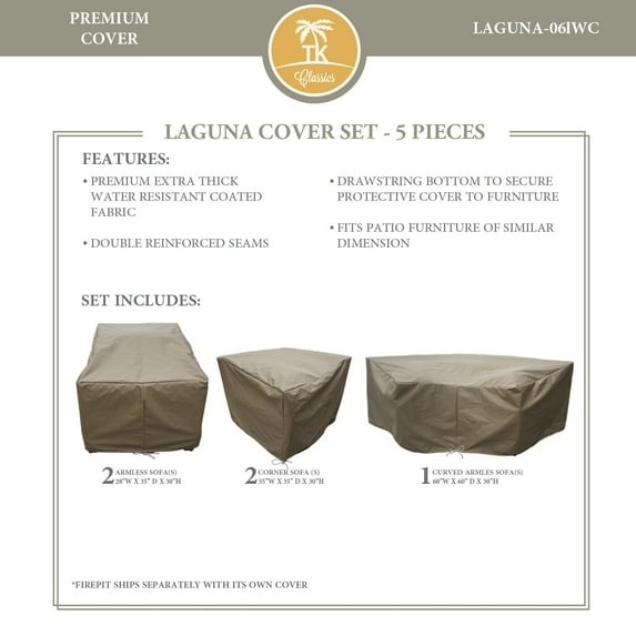 TK Classics Laguna Wicker Furniture Protective Cover Set
