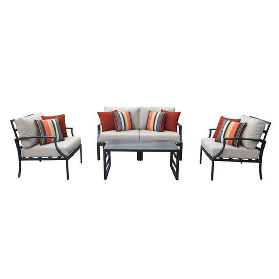 TK Classics Lexington 5 Piece Aluminum Patio Furniture Set 05c in Ash