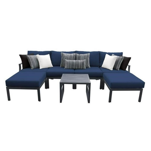 TK Classics Lexington 7 Piece Aluminum Patio Furniture Set 07a in Navy