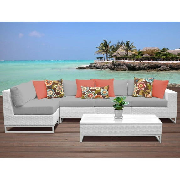 TK Classics MIAMI-06d-GREY Miami Outdoor Wicker Patio Furniture Set 06d, Grey - 6 Piece