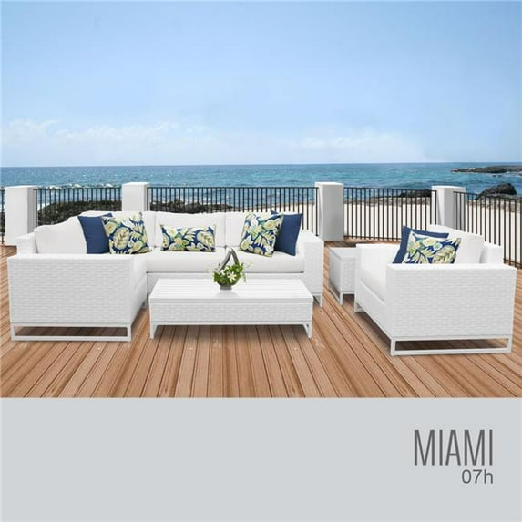 TK Classics MIAMI-07h Miami 7 Piece Outdoor Wicker Patio Furniture Set 07h, Sail White
