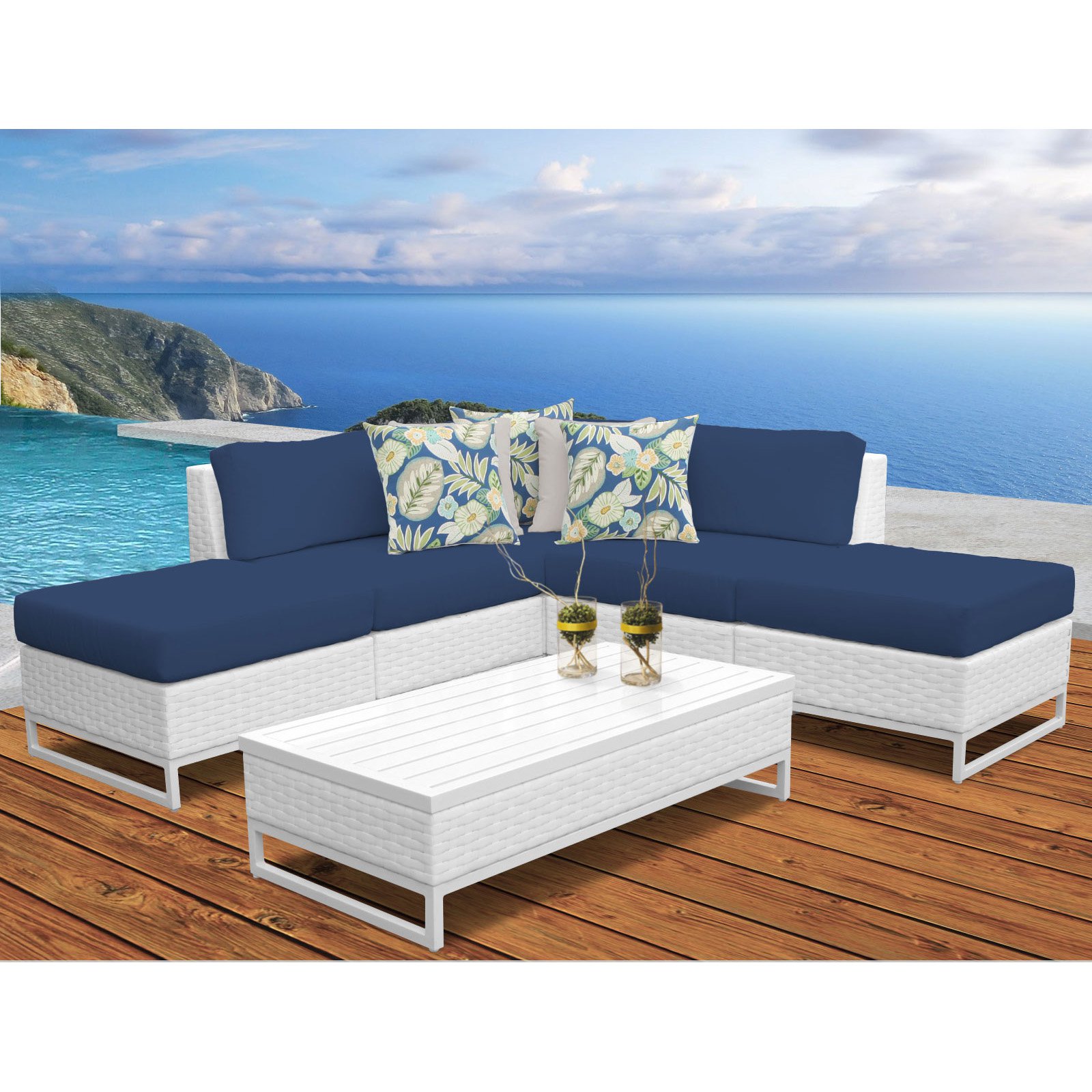 TK Classics Miami 6 Piece Outdoor Wicker Patio Furniture Set 06c - image 1 of 3