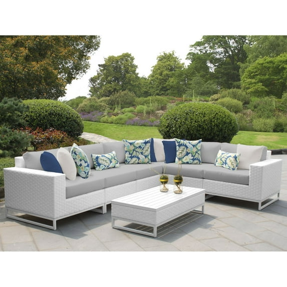 TK Classics MIAMI-07g-GREY Miami Outdoor Wicker Patio Furniture Set 07g, Grey - 7 Piece
