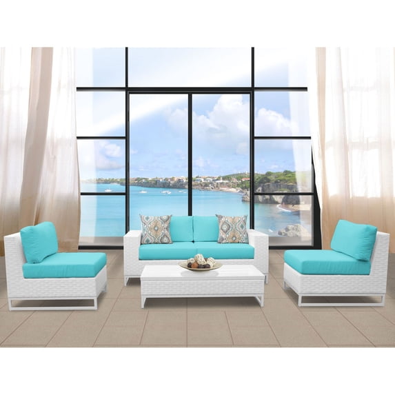 TK Classics Miami 5 Piece Outdoor Wicker Patio Furniture Set 05g