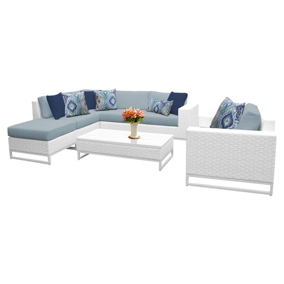 TK Classics Miami Wicker 7 Piece Sectional Patio Conversation Set with Club Chair