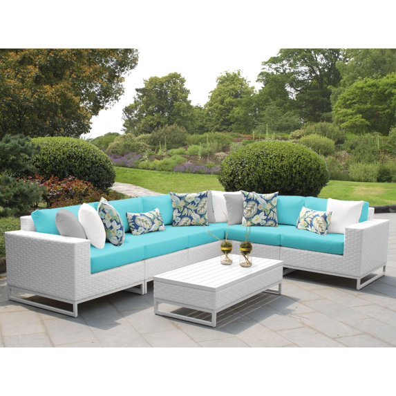 TK Classics MIAMI-07g-ARUBA Miami Outdoor Wicker Patio Furniture Set 07g, Aruba - 7 Piece