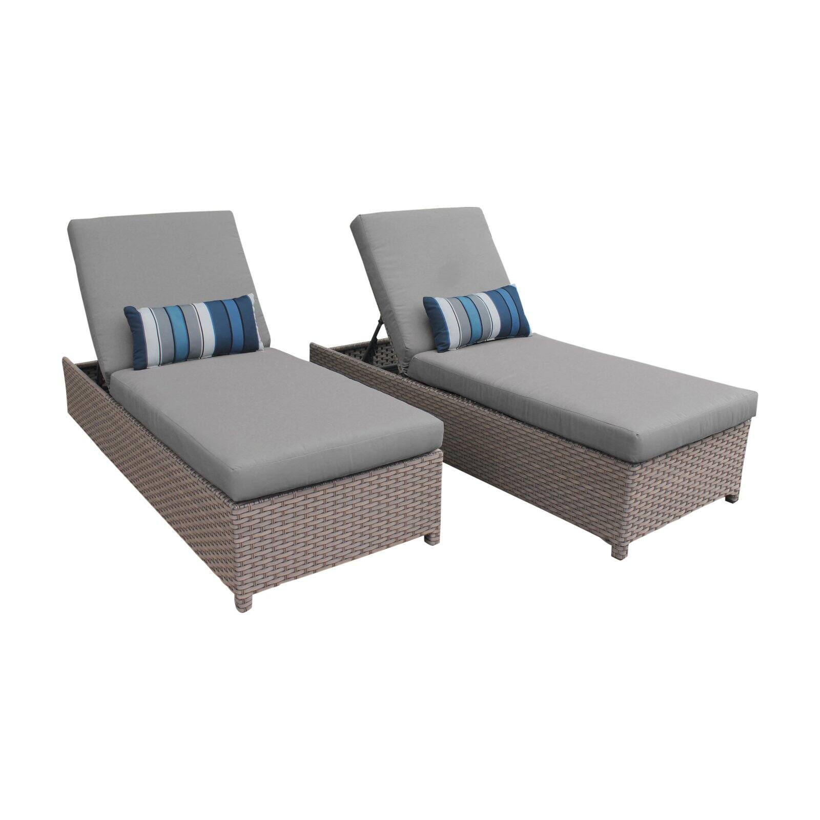 TK Classics Monterey Wheeled Wicker Outdoor Chaise Lounge Chair - Set of 2 - image 1 of 11