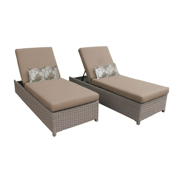 TK Classics Monterey Wheeled Wicker Outdoor Chaise Lounge Chair - Set of 2