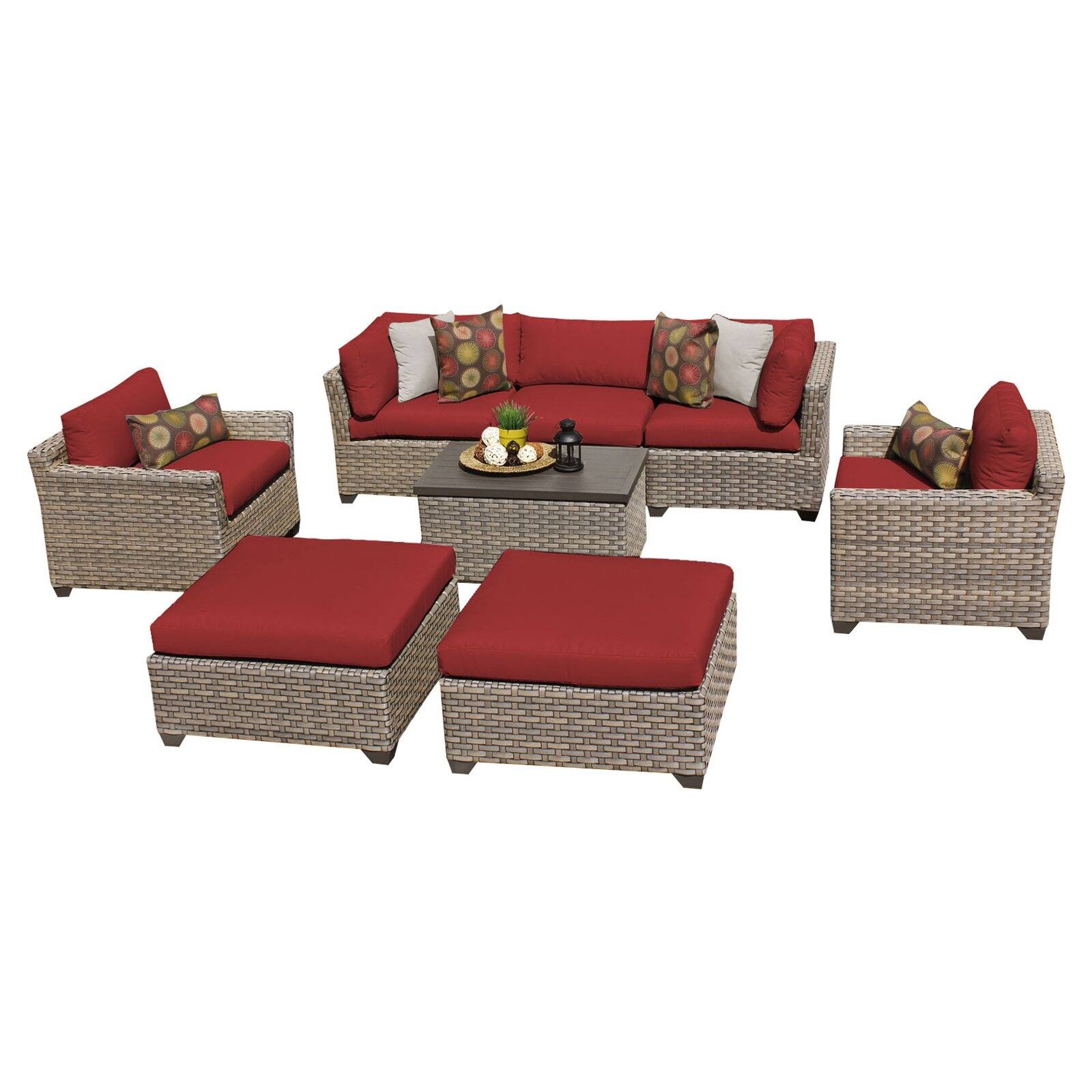 MONTEREY08aTERRACOTTA Monterey 8 Piece Outdoor Wicker Patio Furniture
