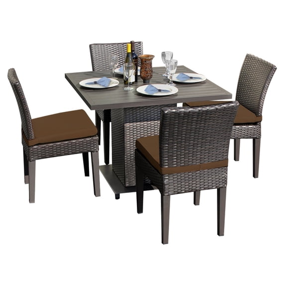 TK Classics Napa Square Dining Table with 4 Armless Chairs