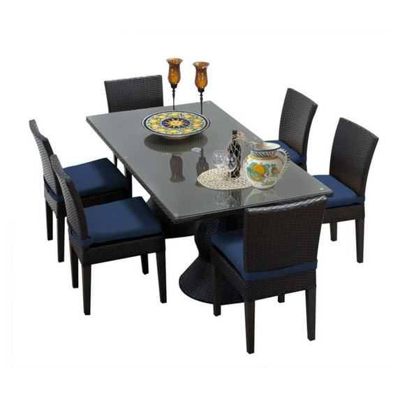 TK Classics Napa Rectangular Outdoor Patio Dining Table with 6 Armless Chairs