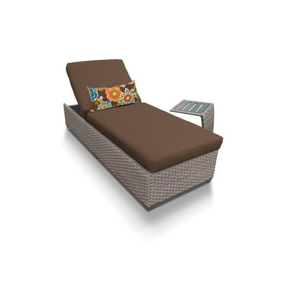 TK Classics OASIS-1x-ST-COCOA Oasis Chaise Outdoor Wicker Patio Furniture with Side Table, Cocoa