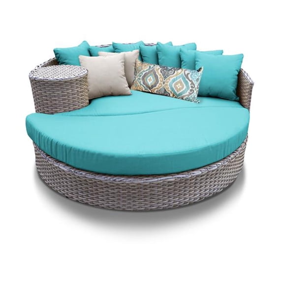 tk classics oasis outdoor wicker patio circular sun bed furniture, aruba