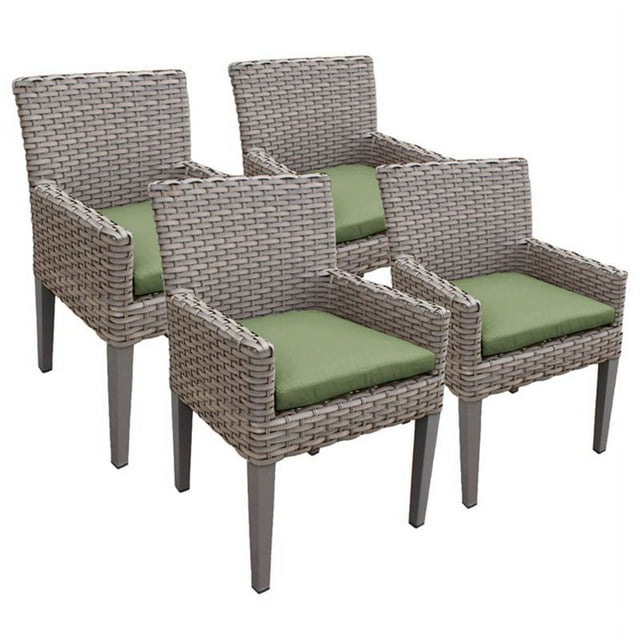 TK Classics Oasis Patio Dining Arm Chair in Green (Set of 4)